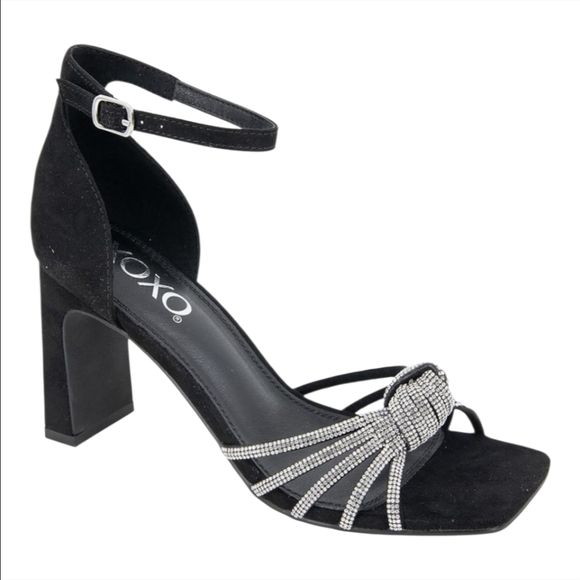 XOXO Elegant Flavian Black Heels with Rhinestones-Size 8 NWOT - Picture 3 of 6